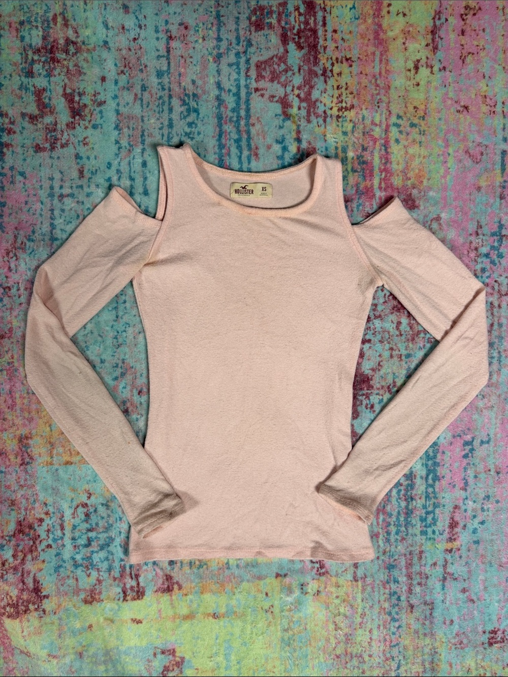 Hollister Light Pink Cold-Shoulder Long Sleeve Top